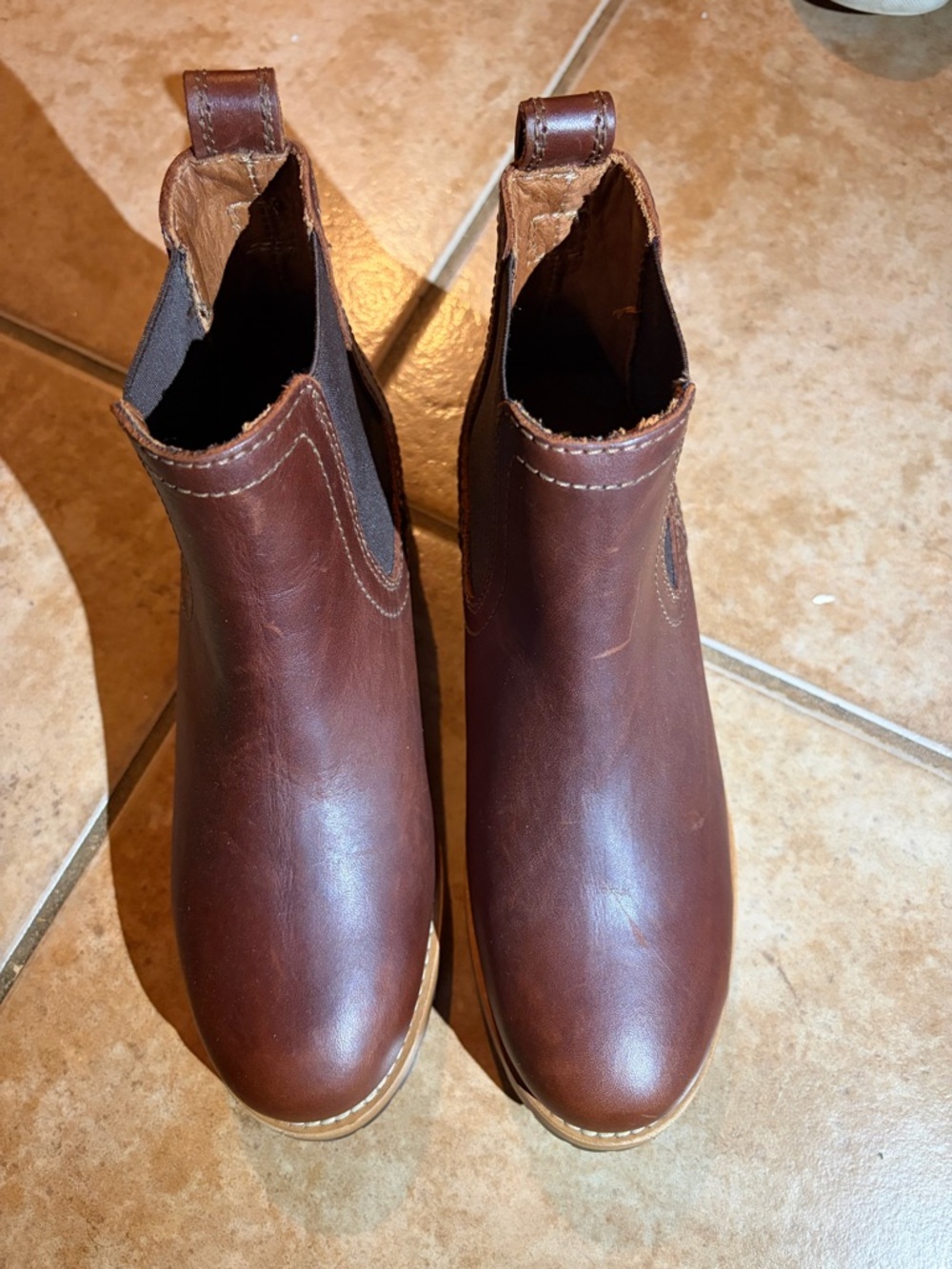 Patina Leather Chelsea Boots Chestnut Brown Ankle Boots